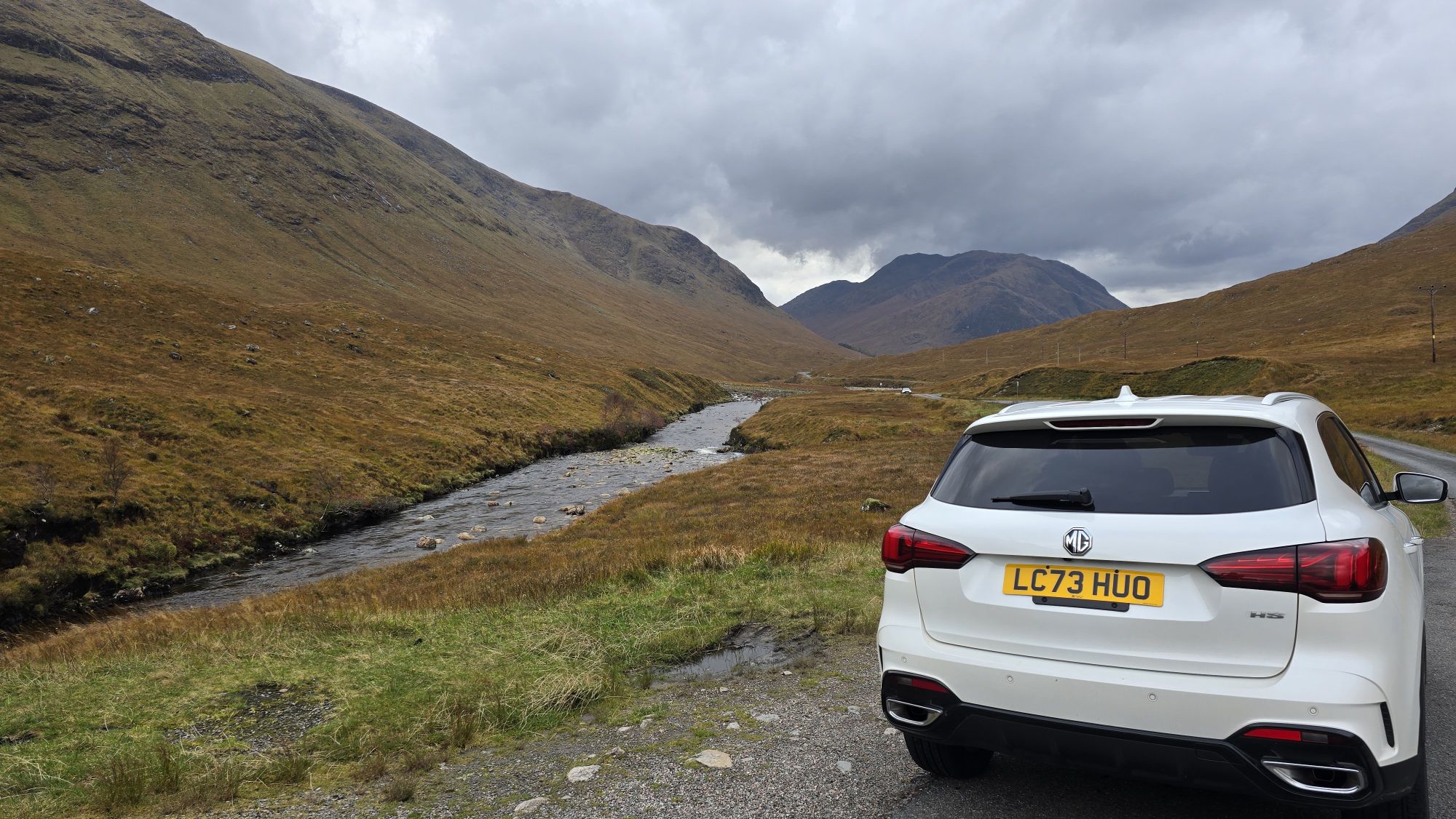 The hire car at Glenn Etive